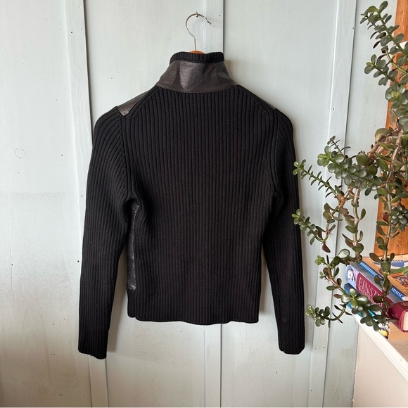 Vintage Banana Republic Goat Leather Wool
Ribbed Y2K Bomber Jacket Black XS - Picture 5 of 9